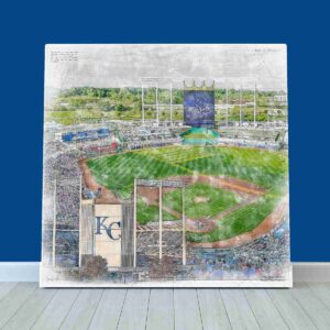 Kauffman Stadium Print, Kansas City Royals Wall Art, Baseball Stadium Art