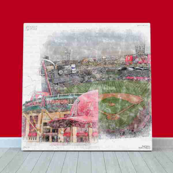 Angel Stadium Print, Artist Drawn Baseball Stadium, Los Angeles Angels Baseball