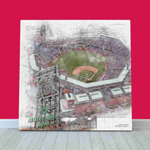 Citizens Bank Park Print, Artist Drawn Baseball Stadium, Philadelphia Phillies Baseball