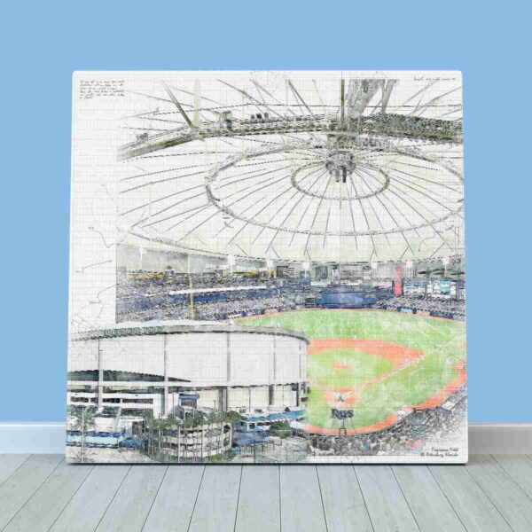 Tropicana Field Print, Artist Drawn Baseball Stadium, Tampa Bay Rays Baseball