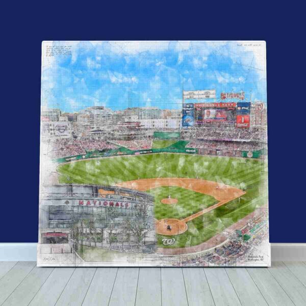 Nationals Park Print, Artist Drawn Baseball Stadium, Washington Nationals Baseball