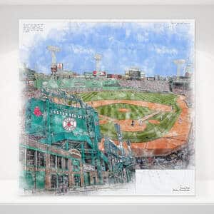 Boston Red Sox Baseball, Fenway Park Sketch Print / Canvas