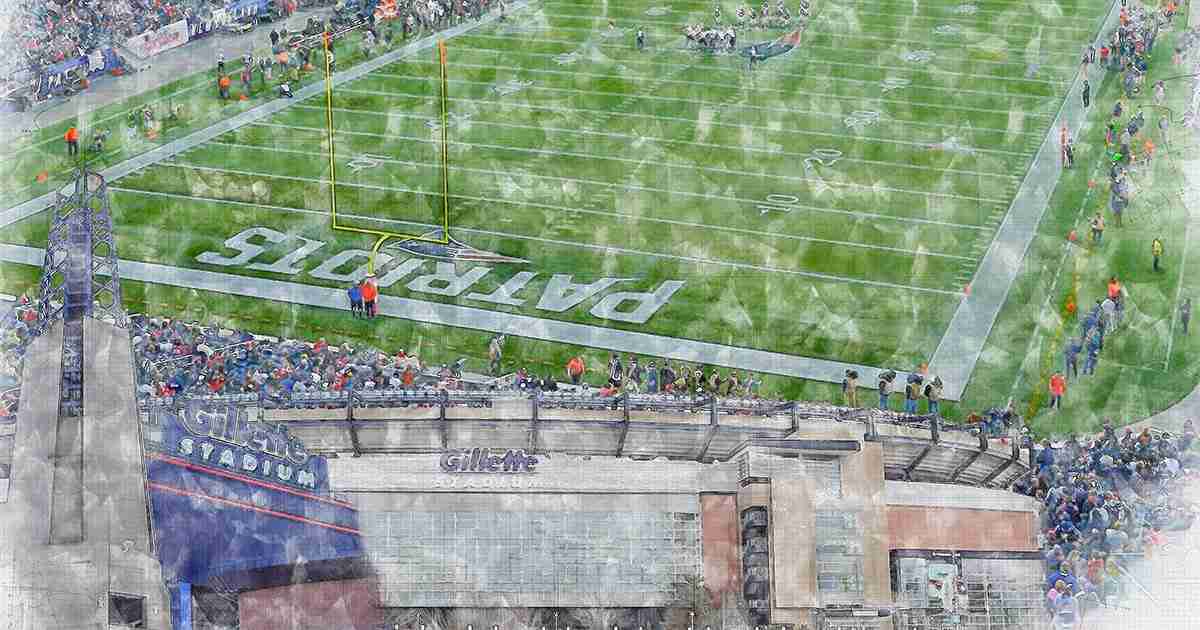 Gillette Stadium Print, Artist Drawn Print, New England Patriots Football