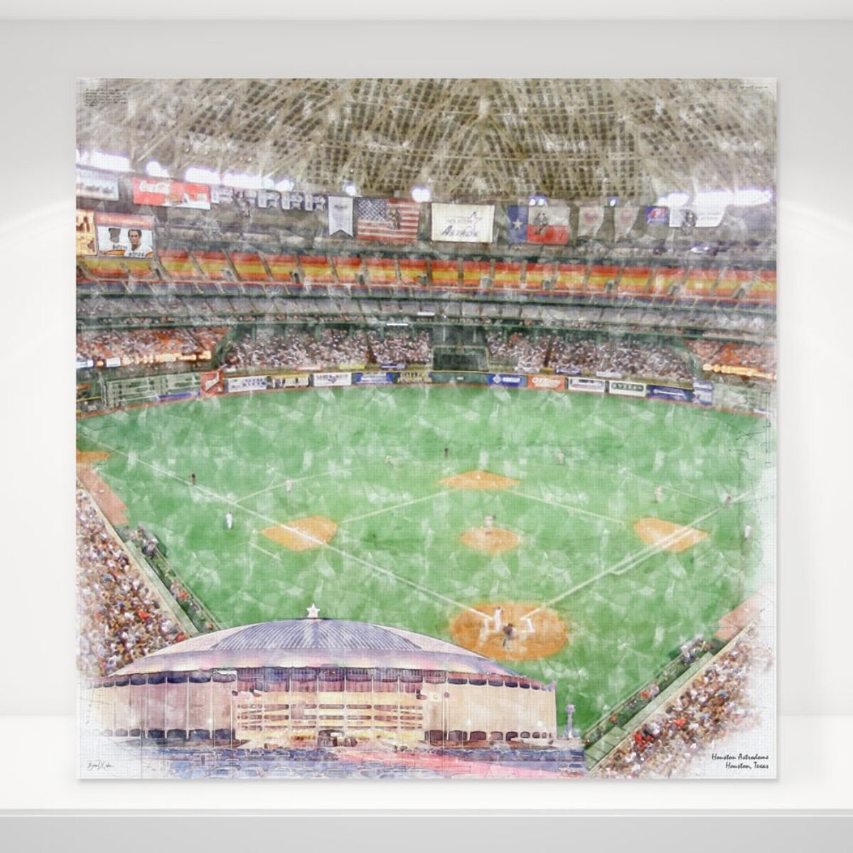 Houston Astrodome Baseball Framed Poster Astrodome Blueprint Art Print Green Houston Astros NRG Astrodome Football Houston Oilers