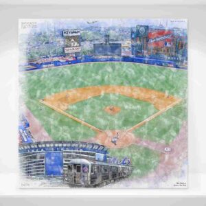 Shea Stadium Print, New York Mets Wall Art, Historic Baseball Stadium Art
