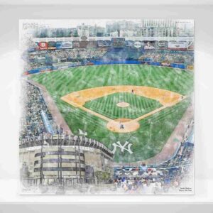 Historic Yankee Stadium Print, New York Yankees Wall Art, Historic Baseball Stadium Art