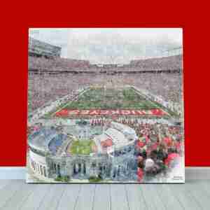 Ohio Stadium Print, Ohio State Buckeyes Wall Art, College Football Stadium Art