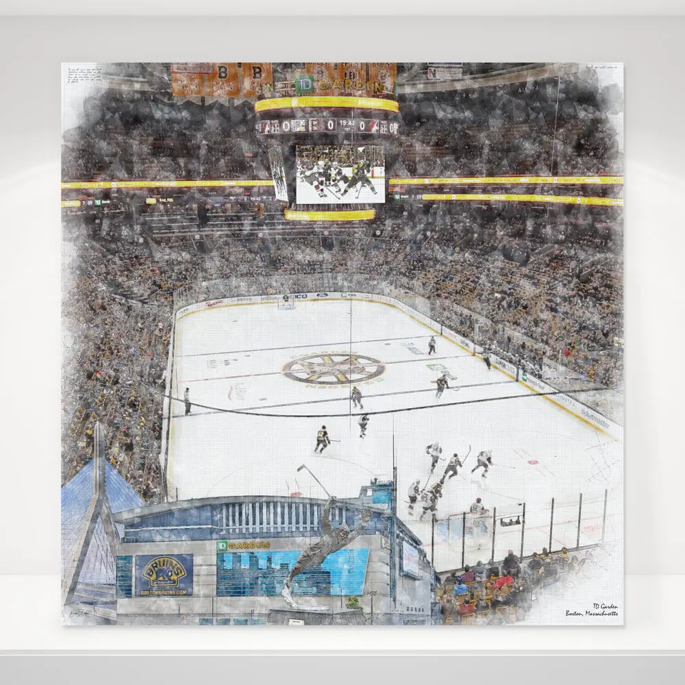 TD Garden Sketch Art Canvas Print, Boston Bruins Hockey