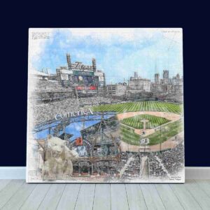 Comerica Park Print, Detroit Tigers Wall Art, Baseball Stadium Art
