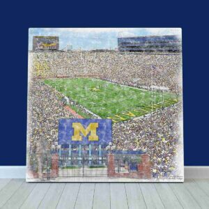 Michigan Stadium Print, Michigan Wolverines Wall Art, College Football Stadium Art