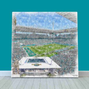 Hard Rock Stadium Print, Miami Dolphins Wall Art, Football Stadium Art