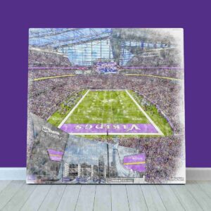 U.S. Bank Stadium Print, Minnesota Vikings Wall Art, Football Stadium Art