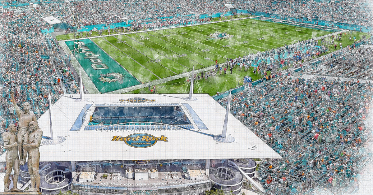 Hard Rock Stadium Football Stadium Print, Miami Dolphins Football
