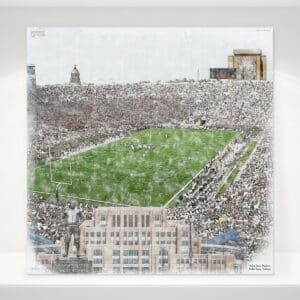 Notre Dame Stadium Print, Artist Drawn College Football Stadium, Notre Dame Fighting Irish College Football