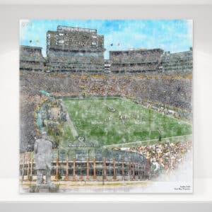 Lambeau Field Print, Artist Drawn Football Stadium, Green Bay Packers Football