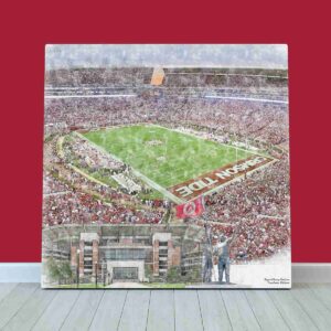 Bryant-Denny Stadium Print, Alabama Crimson Tide Wall Art, College Football Stadium Art