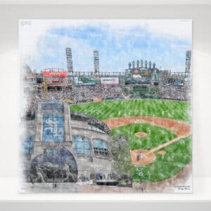 Guaranteed Rate Field Print, Artist Drawn Baseball Stadium, Chicago White Sox Baseball