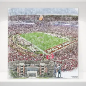 Bryant-Denny Stadium Print, Artist Drawn College Football Stadium, University of Alabama Crimson Tide College Football