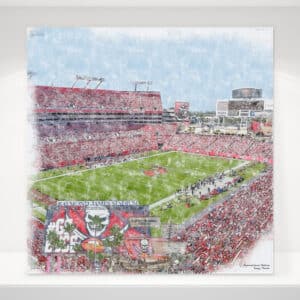 Raymond James Stadium Print, Artist Drawn Football Stadium, Tampa Bay Buccaneers Football