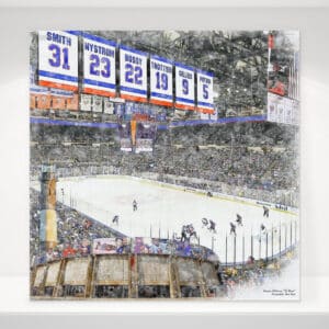 Nassau Coliseum "The Barn" Print, Artist Drawn Hockey Arena, New York Islanders Hockey