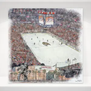 Honda Center Print, Artist Drawn Hockey Arena, Anaheim Ducks Hockey