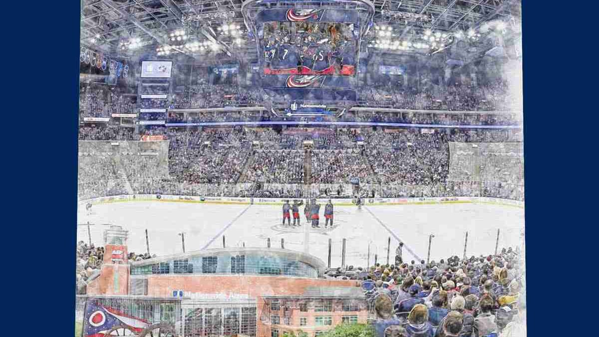 TUMOVO Columbus Blue Jackets 5-Panel Canvas Wall Art | NHL Hockey Team Prints | Framed Ready To Hang (50"W X 24"H) - View #13