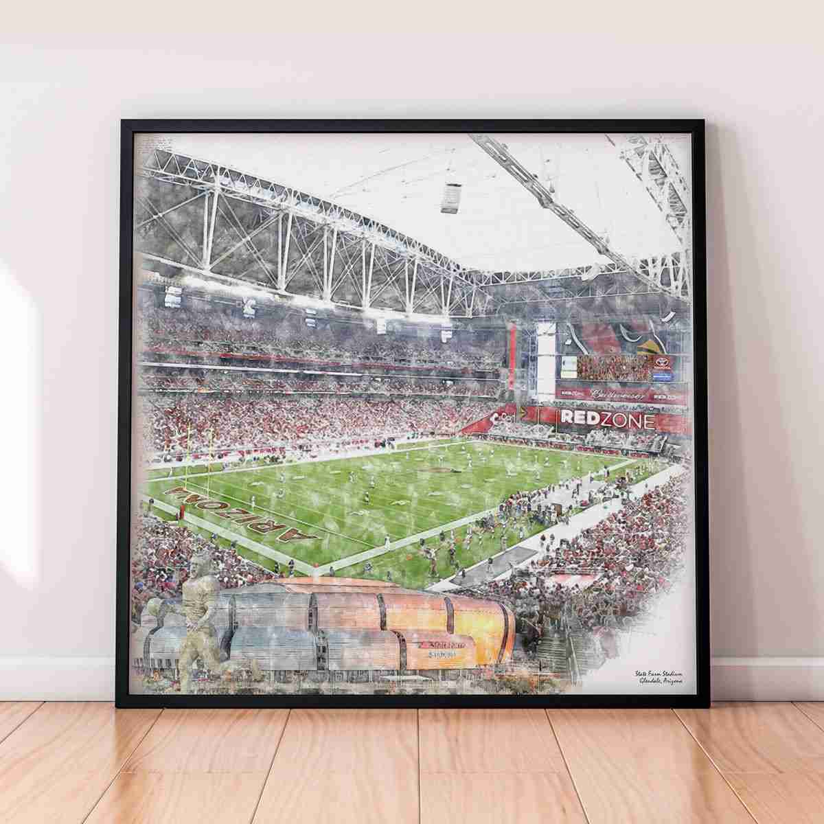 floor-print-nfl-az State Farm Stadium Print, Artist Drawn Football Stadium, Arizona Cardinals Football