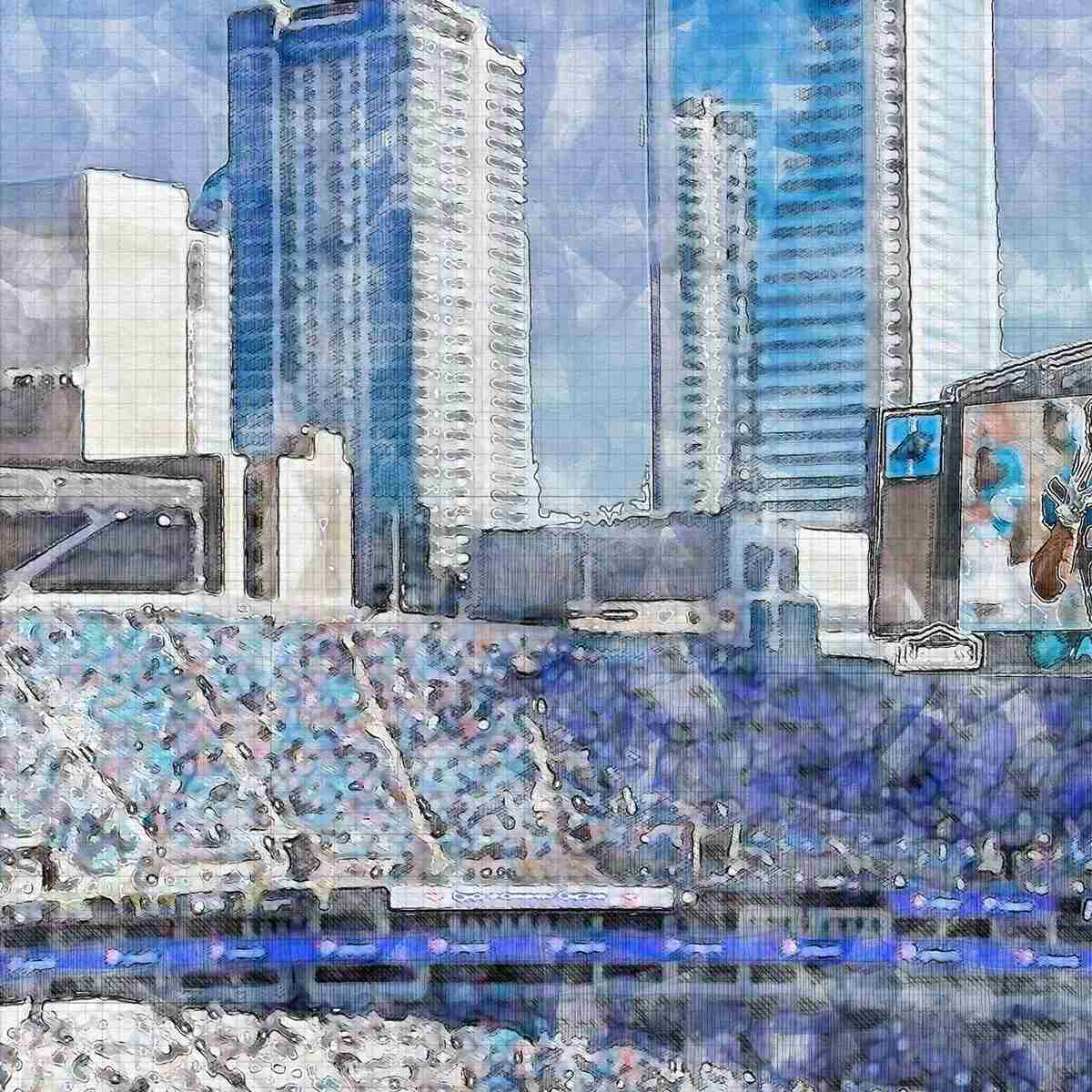 close-nfl-car-02 Bank of America Stadium Print, Artist Drawn Football Stadium, Carolina Panthers Football