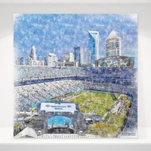 Bank of America Stadium Print, Artist Drawn Football Stadium, Carolina Panthers Football