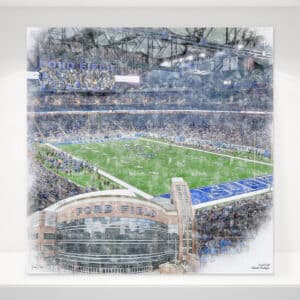 Ford Field Print, Artist Drawn Football Stadium, Detroit Lions Football
