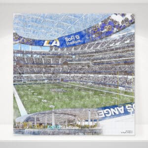 SoFi Stadium Print, Artist Drawn Football Stadium, Los Angeles Rams Football