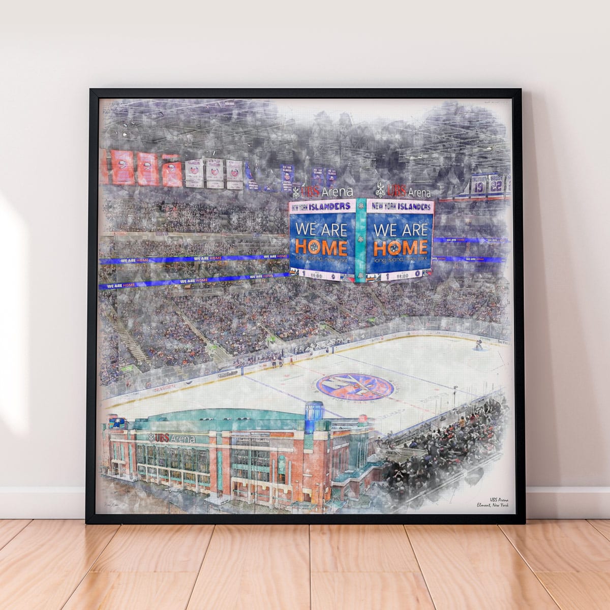 floor-print-nhl-nyi-ubs UBS Arena Print, Artist Drawn Hockey Arena, New York Islanders Hockey