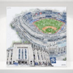 Yankee Stadium Print, Artist Drawn Baseball Stadium, New York Yankees Baseball