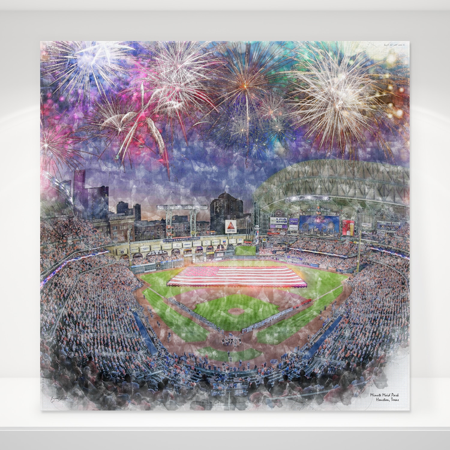 2023 Limited Edition Fireworks Series, Minute Maid Park Print, Houston Astros Baseball