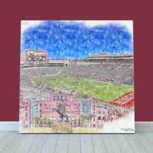 Doak S. Campbell Stadium Print, Florida State Seminoles Wall Art, College Football Stadium Art