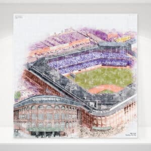 Ebbets Field Print, Artist Drawn Baseball Stadium, Brooklyn Dodgers Baseball