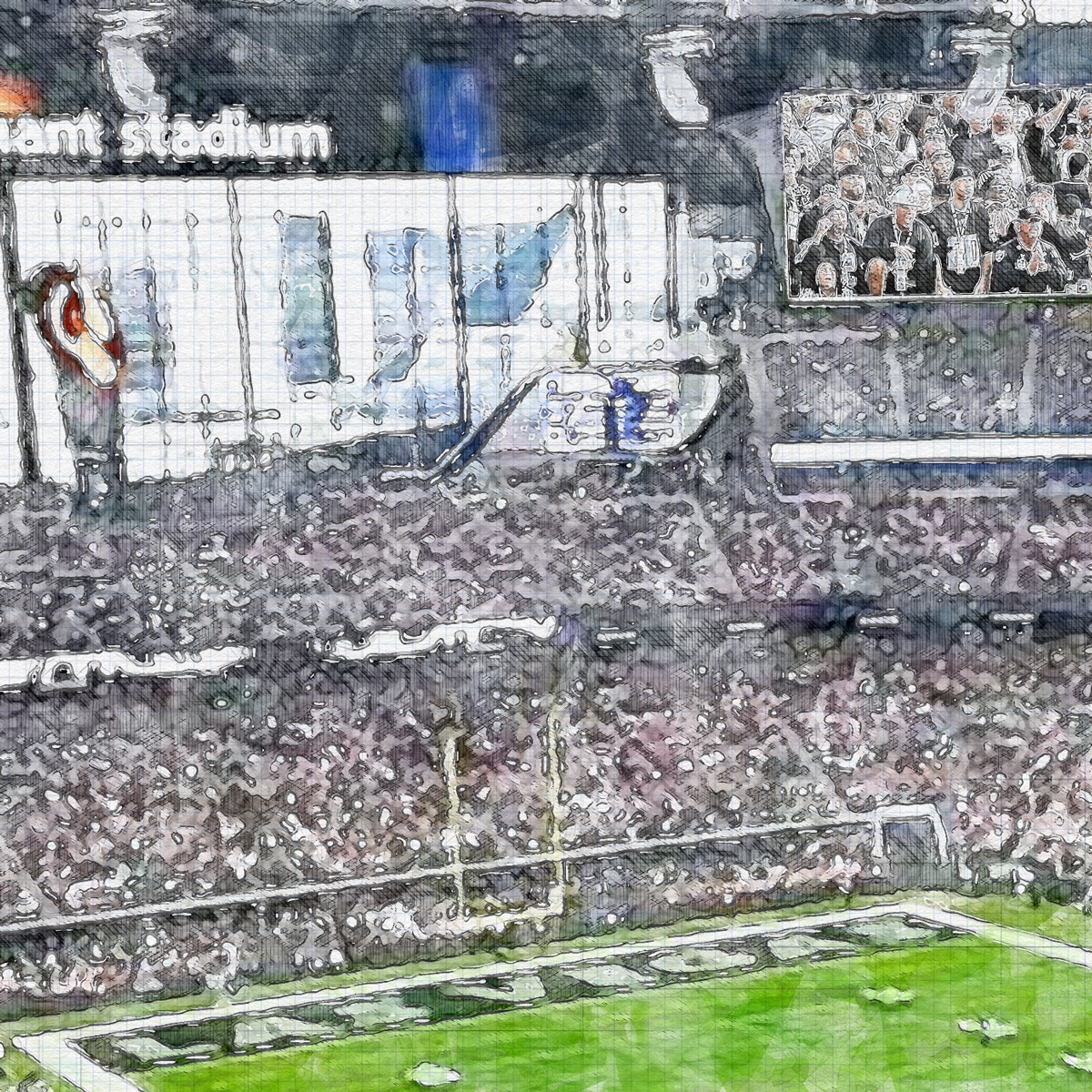 close-nfl-lsv-02 Allegiant Stadium Print, Artist Drawn Football Stadium, Las Vegas Raiders Football