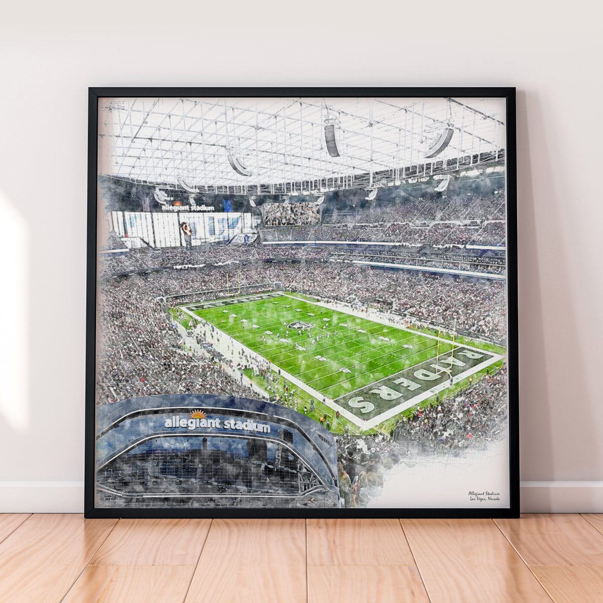 floor-print-nfl-lsv Allegiant Stadium Print, Artist Drawn Football Stadium, Las Vegas Raiders Football