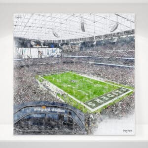 Allegiant Stadium Print, Artist Drawn Football Stadium, Las Vegas Raiders Football