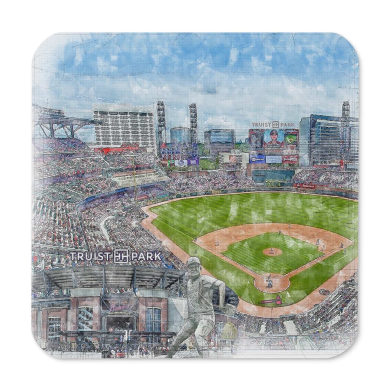 mlb-atl-cstr-1 Truist Park High Gloss Coated, Cork-Backed Drink Coaster, Atlanta Braves Baseball