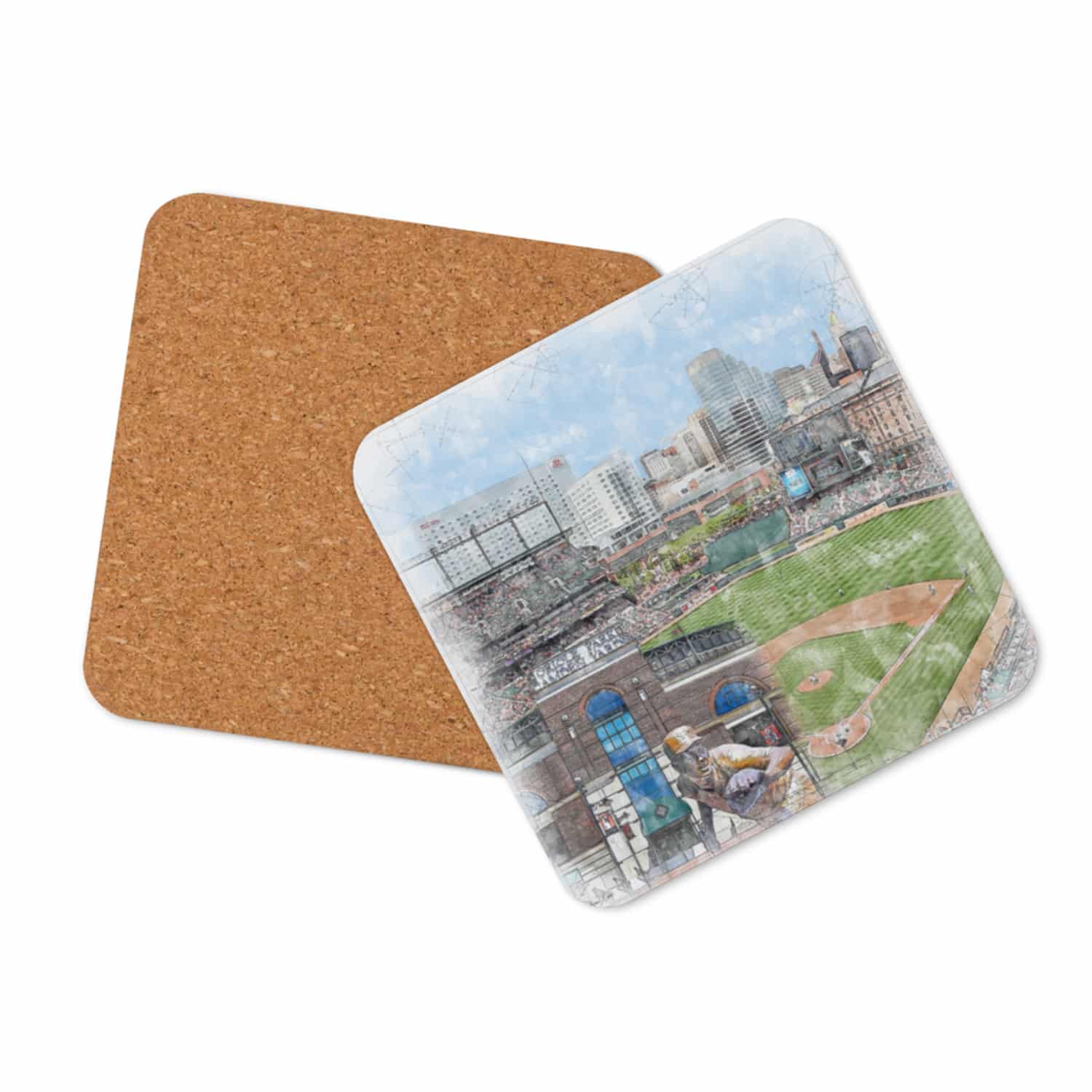 mlb-bal-cstr-3 Oriole Park at Camden Yards High Gloss Coated, Cork-Backed Drink Coaster, Baltimore Orioles Baseball