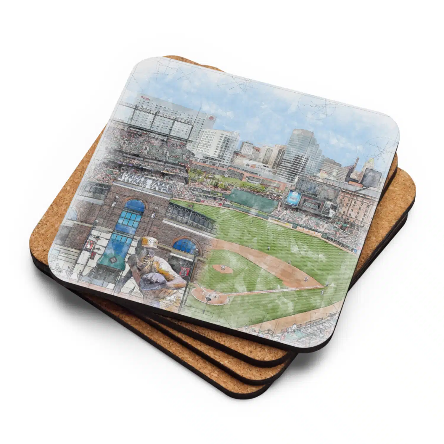 Oriole Park at Camden Yards High Gloss Coated, Cork-Backed Drink Coaster, Baltimore Orioles Baseball