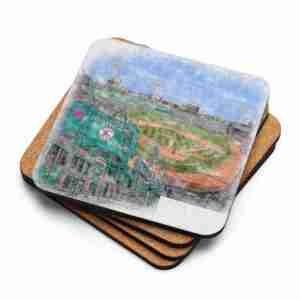 Fenway Park Coaster, Boston Red Sox Baseball, Cork-Backed Drink Coaster