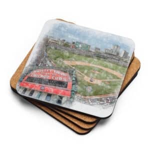 Wrigley Field High Gloss Coated, Cork-Backed Drink Coaster, Chicago Cubs Baseball