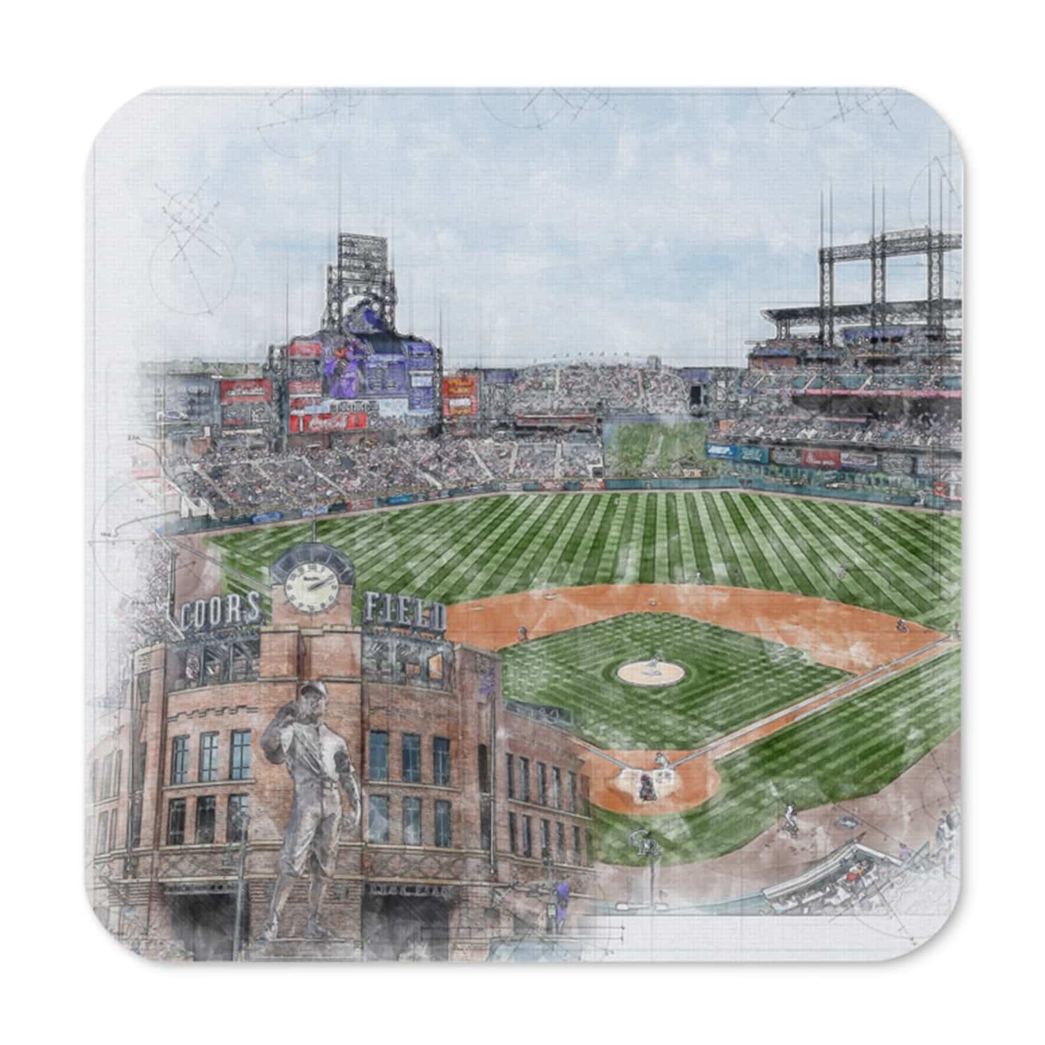 mlb-col-cstr-2 Coors Field Cork Back Coaster, Colorado Rockies Baseball