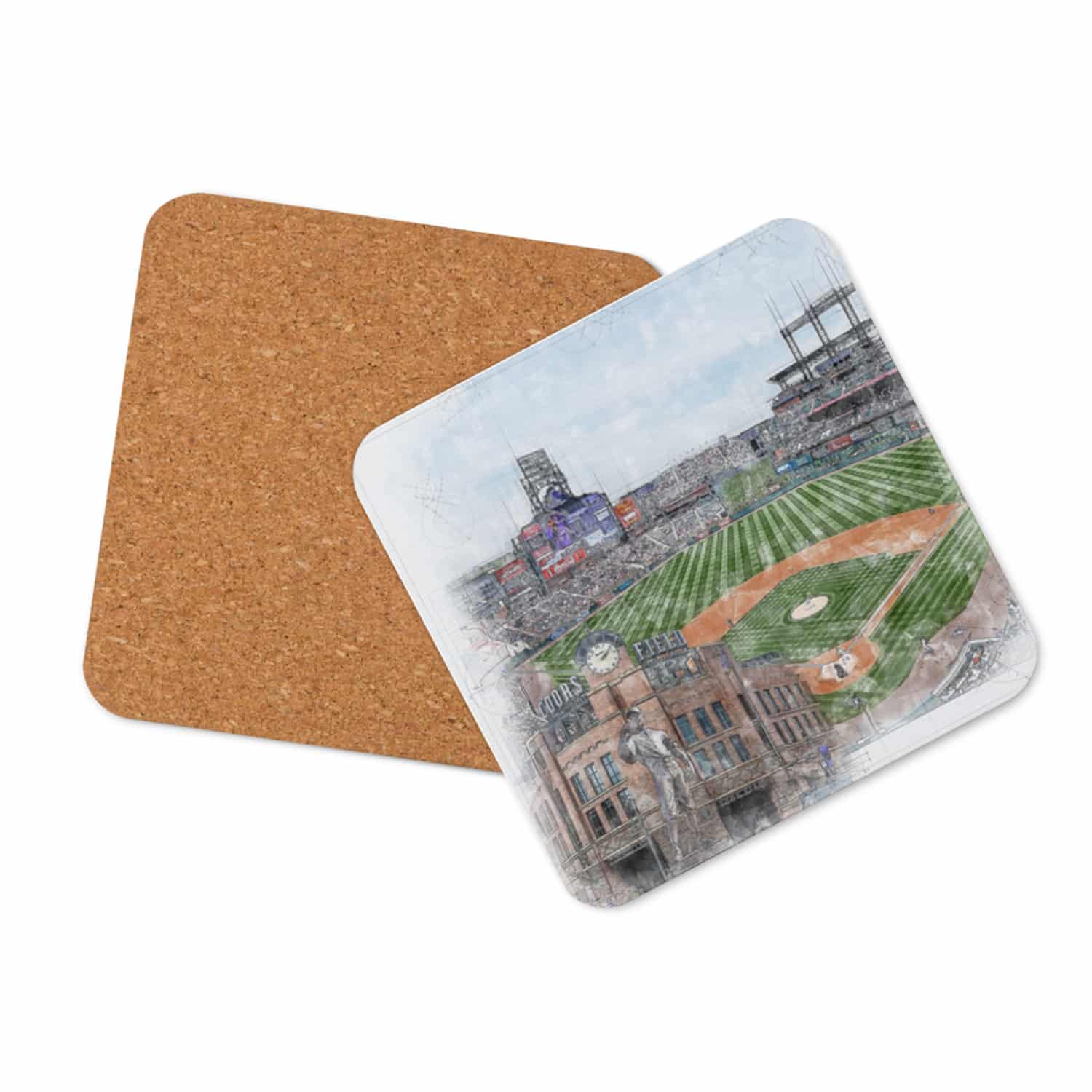 mlb-col-cstr-3 Coors Field Cork Back Coaster, Colorado Rockies Baseball