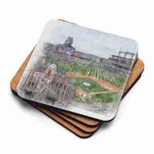 Coors Field Coaster, Colorado Rockies Baseball, Cork-Backed Drink Coaster