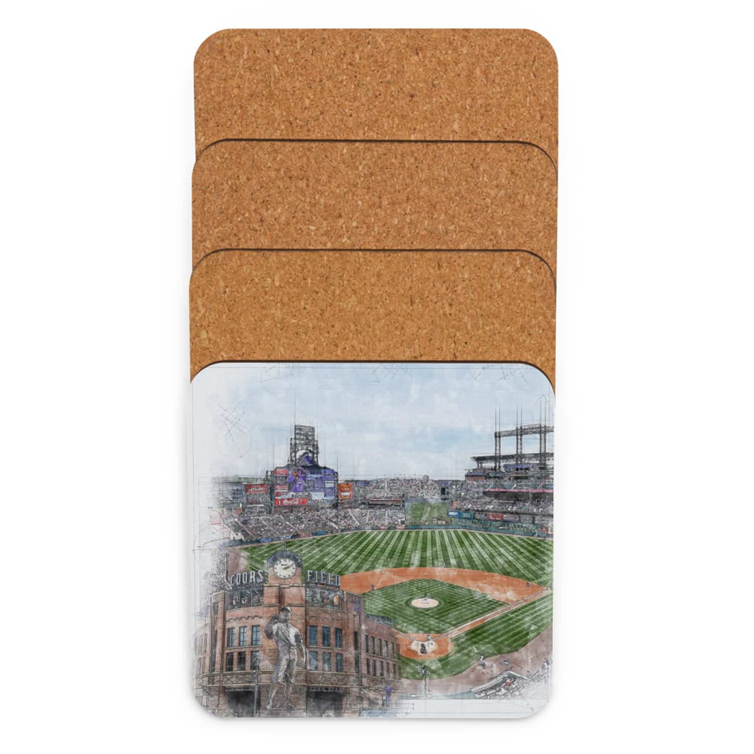 mlb-col-cstr-6 Coors Field Cork Back Coaster, Colorado Rockies Baseball