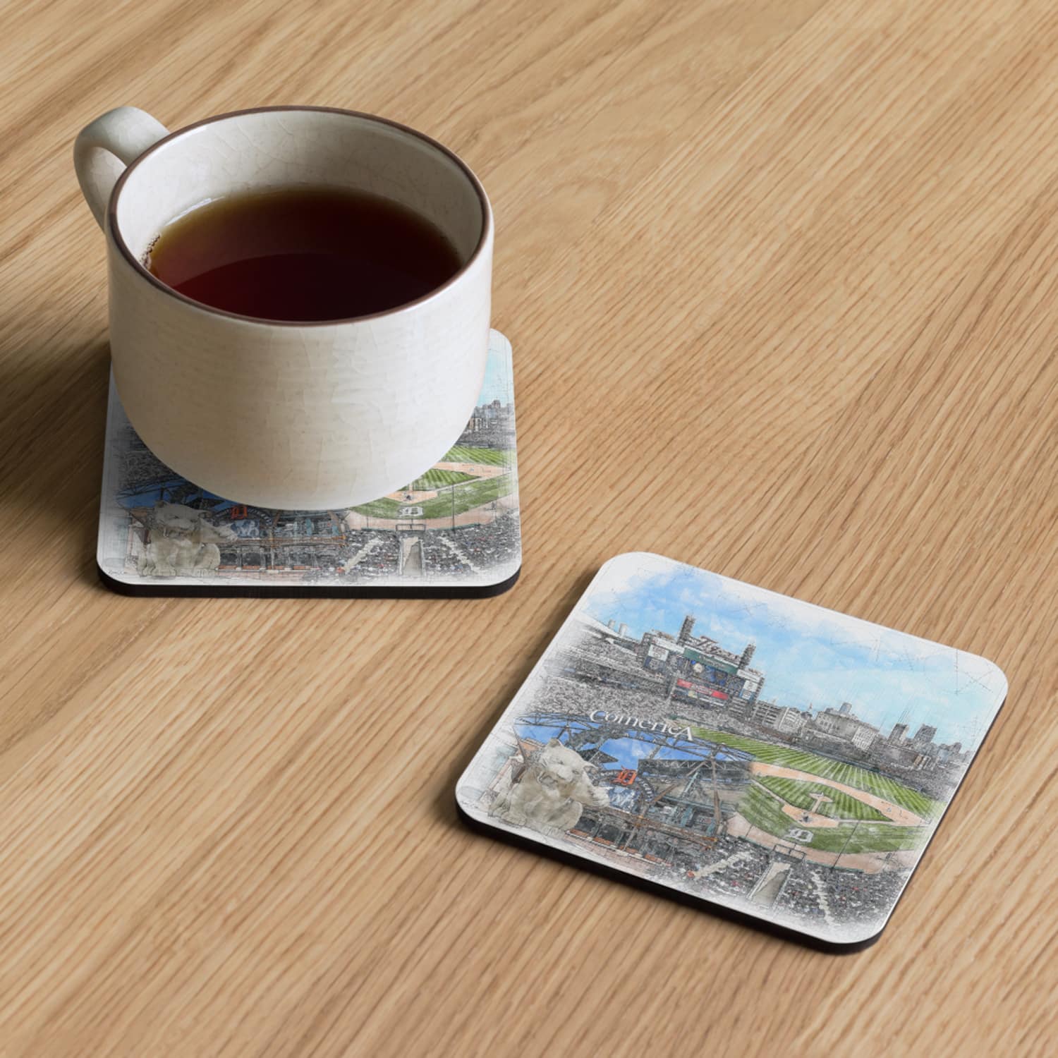 mlb-det-cstr-1 Comerica Park Cork Back Coaster, Detroit Tigers Baseball
