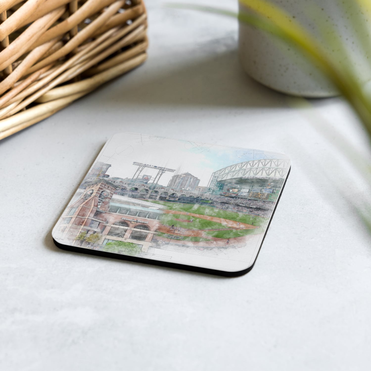 mlb-hou-cstr-1 Minute Maid Park Cork Back Coaster, Houston Astros Baseball